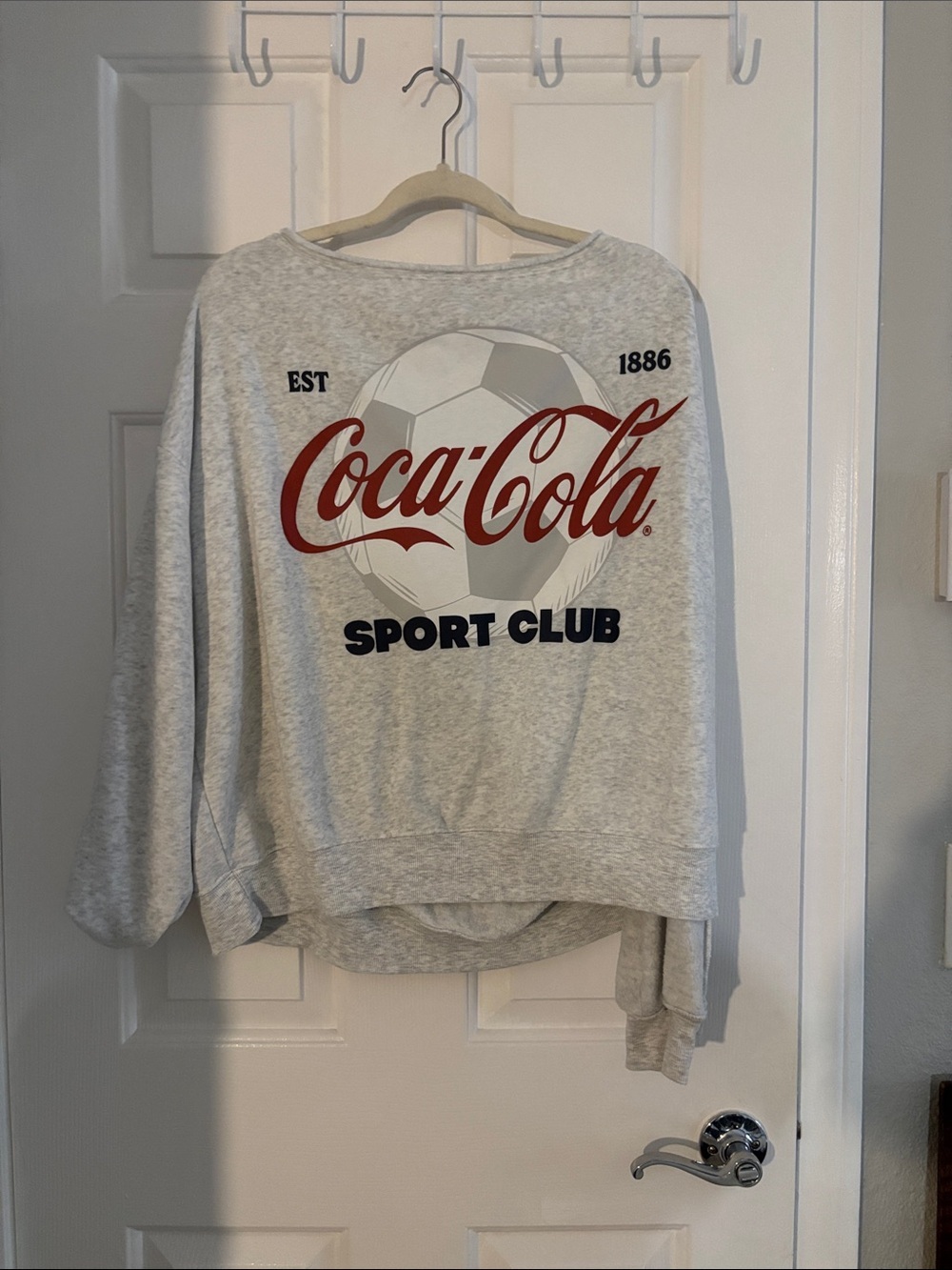 Coca-Cola Gray Sweatshirt with Red Logo and Navy Text